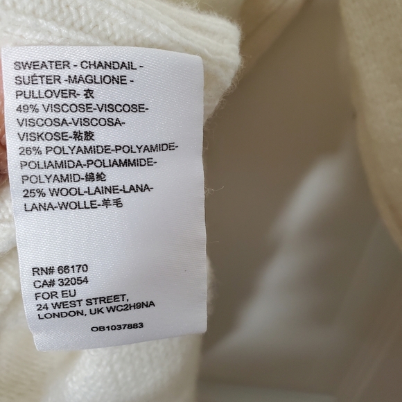 Anthropologie wool blend short sleeve turtleneck sweater medium cream 036 - Picture 5 of 5